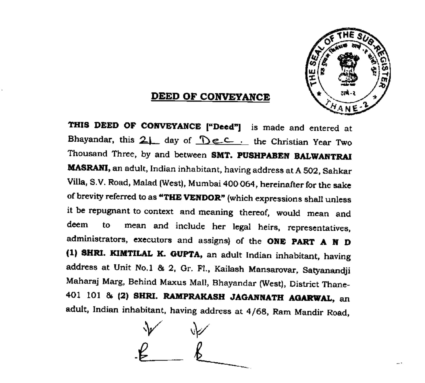 Deed Documents — official document sample